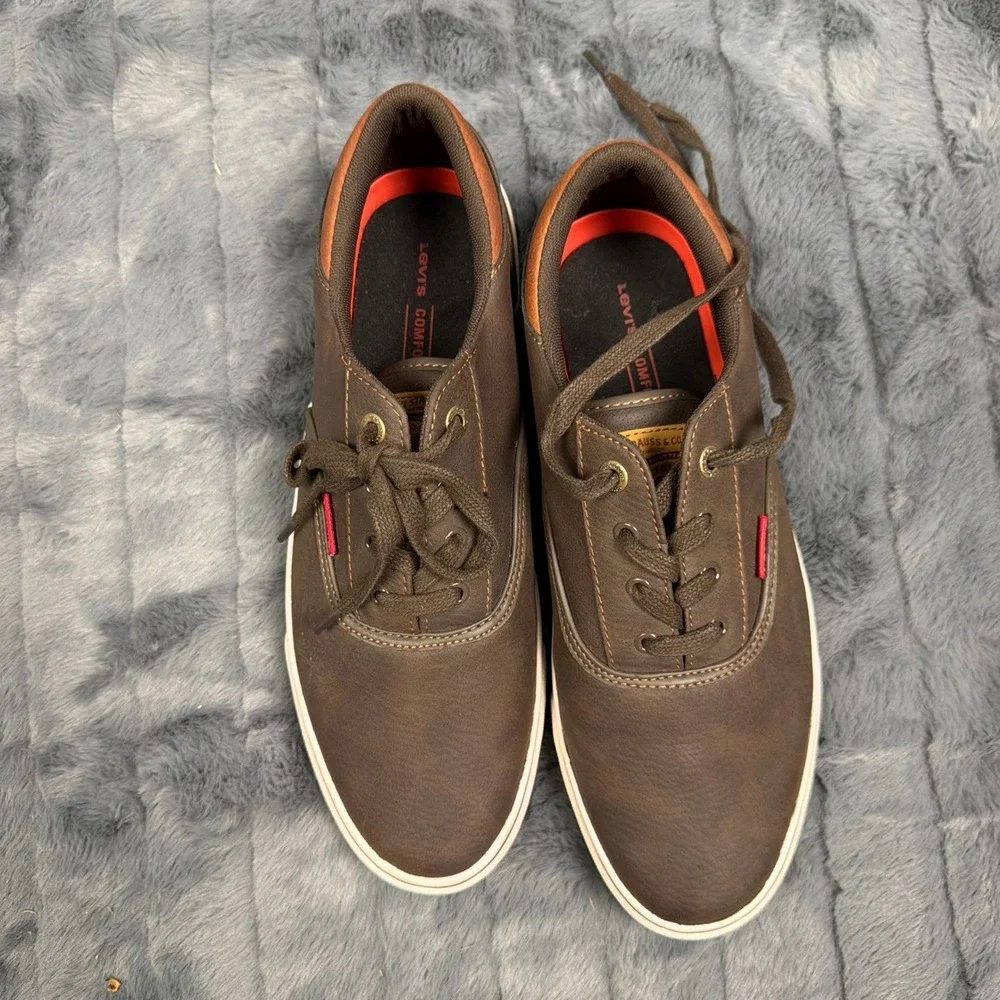Levis Mens Turner Waxed Low Top Sneakers Brown Casual Shoes 51921409B Size 10